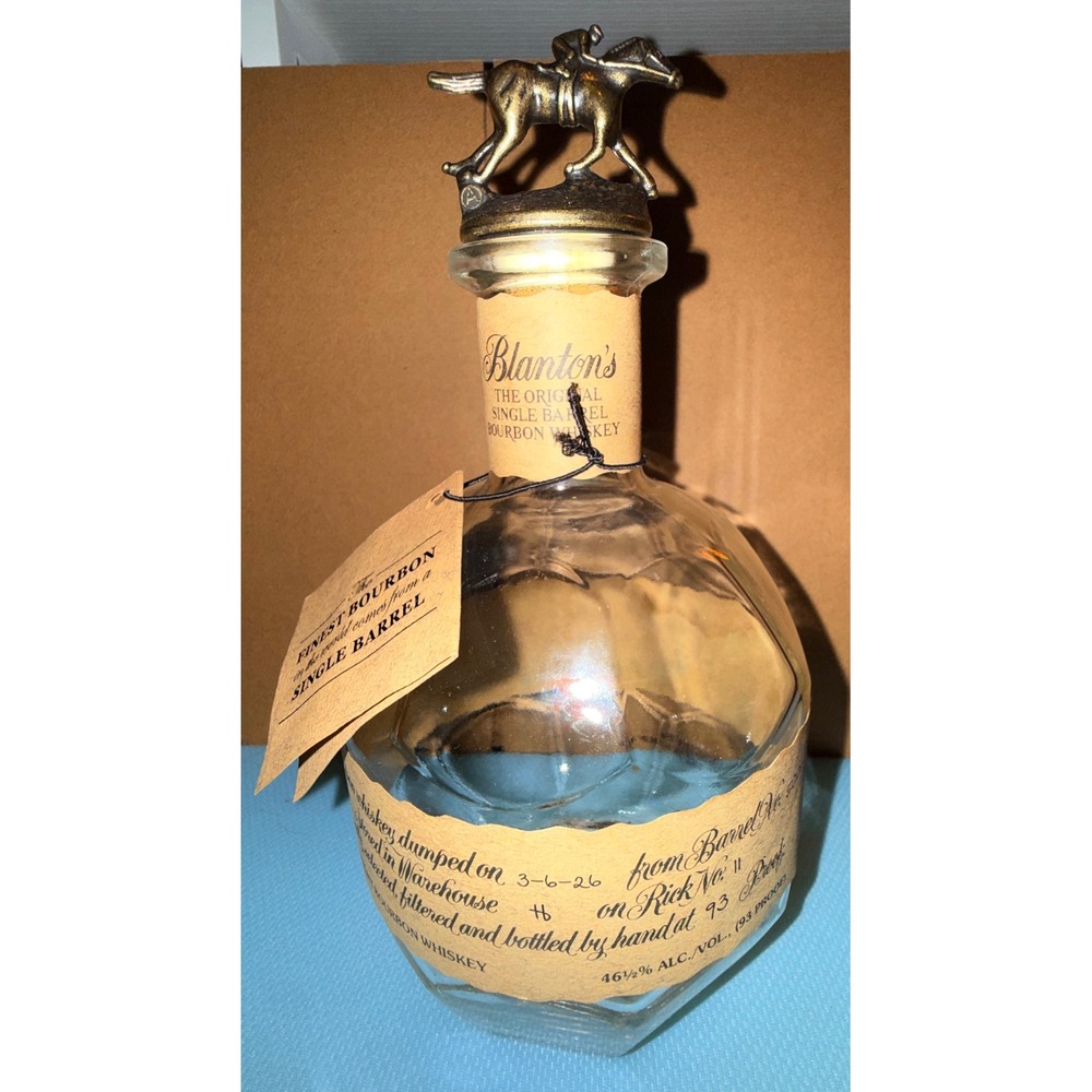 Blanton's Bourbon Empty Bottle 750ml Clear Excellent Horse Stopper Letter A